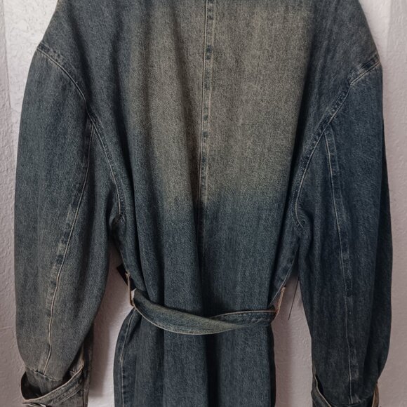 AFRM LONG  DENIM TRENCH COAT 205.00 RETAIL NWT - Picture 6 of 9